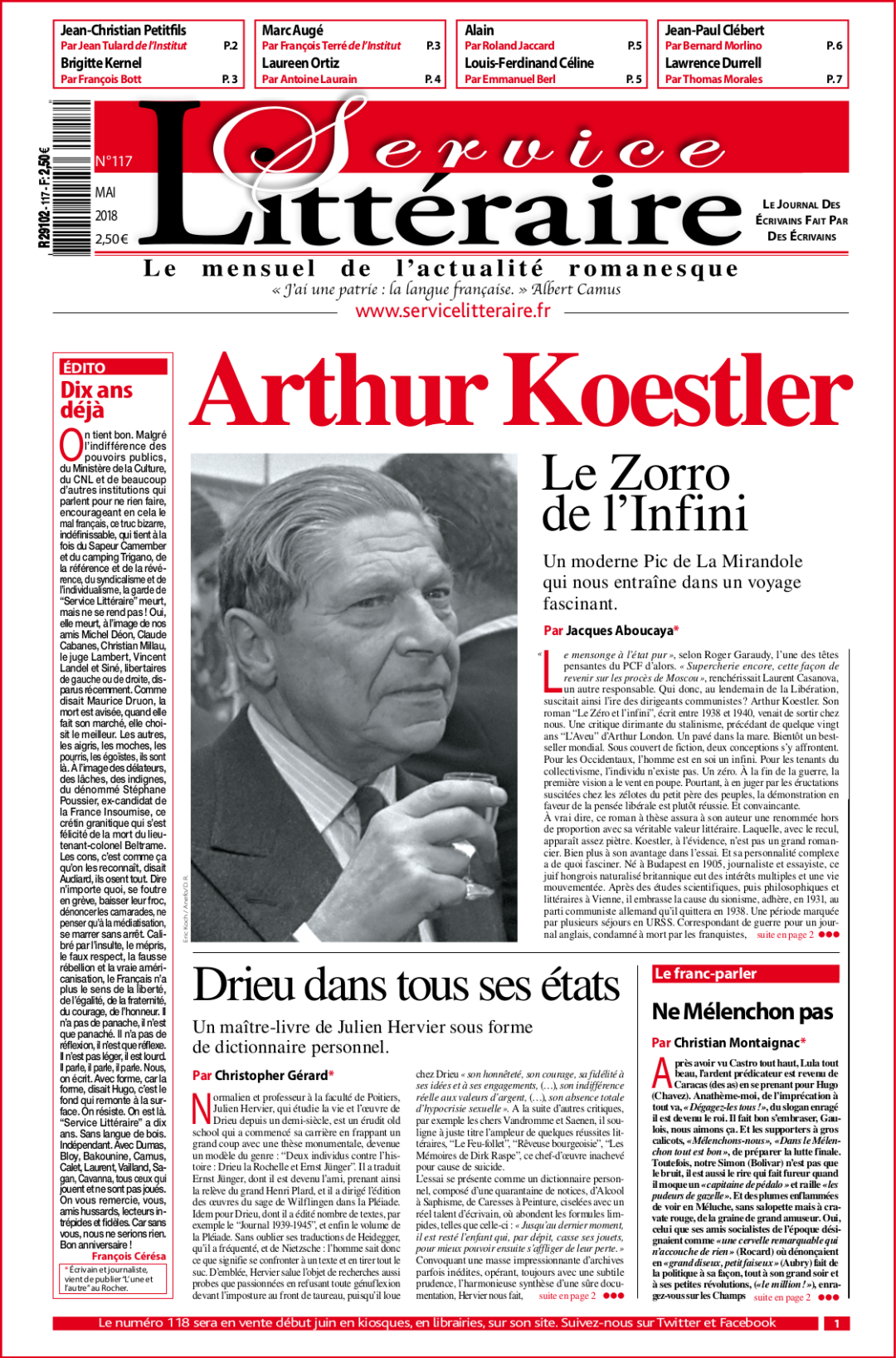 une_117 Mai 2018 Arthur Koestler