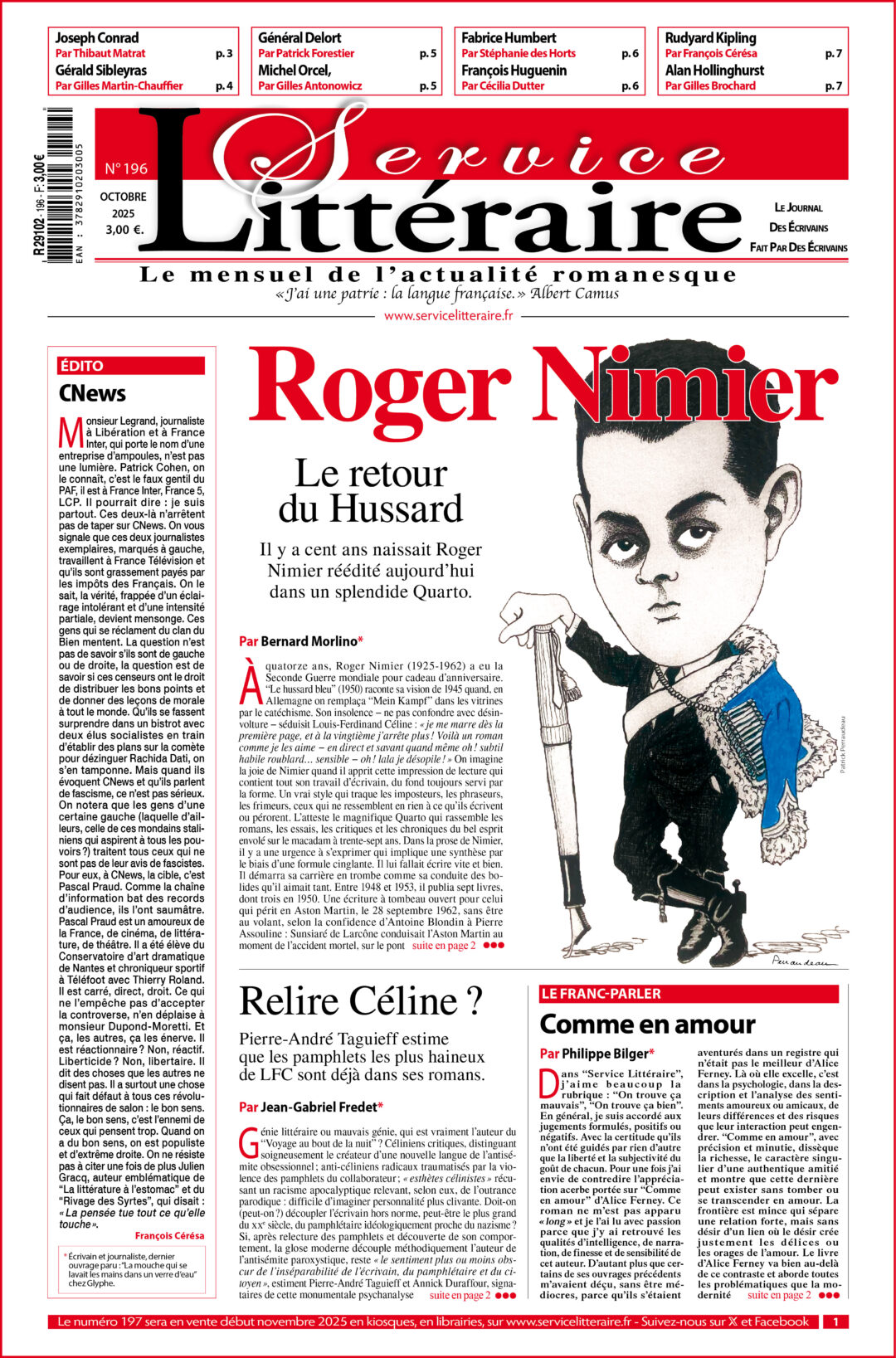 Une 196 octobre 2025 Roger Nimier